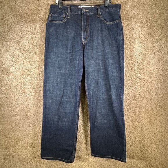 DENIZEN from LEVI’S Relaxed Straight Leg Dark Blue Mens Jeans Size 34x30 Cotton - Picture 1 of 10
